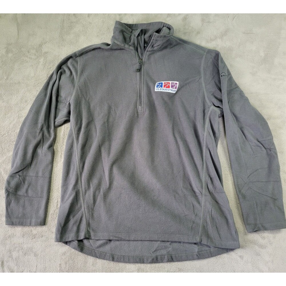 US Equestrian 1/4 Zip Fleece Womens Size XL Gray Eddie Bauer Horse Riding USA